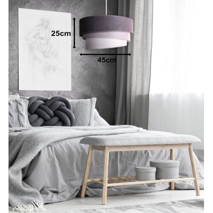 Duolla - Luster na sajli TRIO 1xE27/15W/230V, prečnik 45 cm, antracit/siva/bela