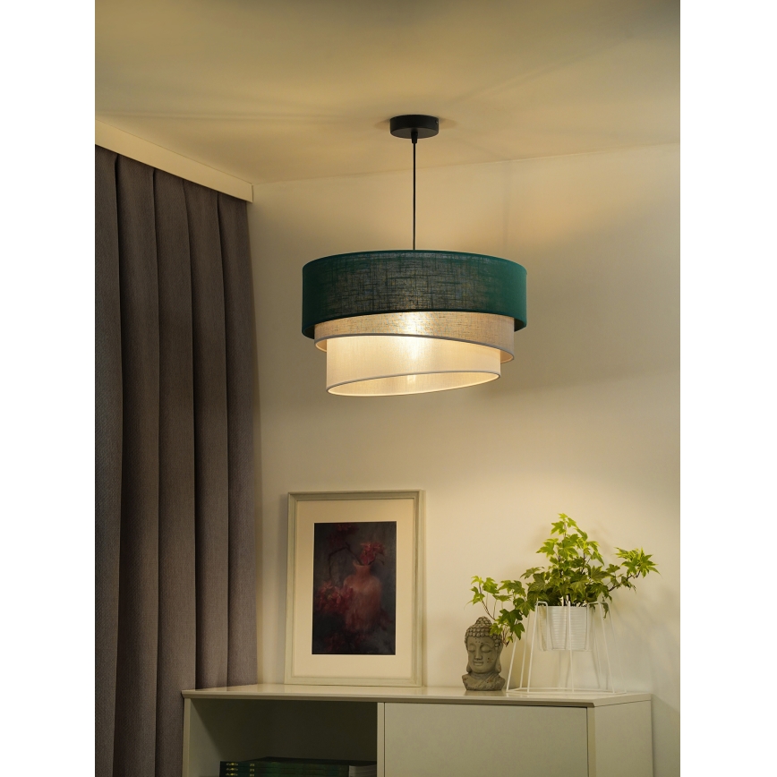 Duolla - Luster na sajli TRIO 1xE27/15W/230V, prečnik 45 cm, zelena/siva/bela