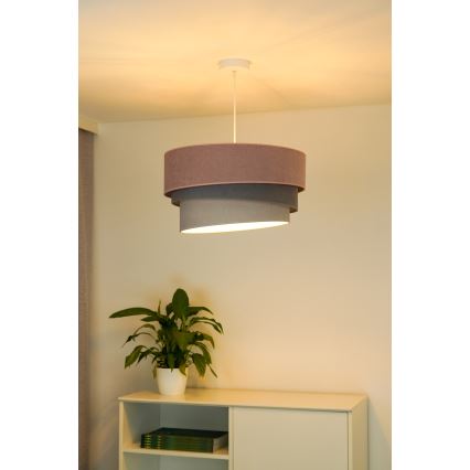 Duolla - Luster na sajli TRIO 1xE27/15W/230V Ø 45 cm ružičasta/siva/bela