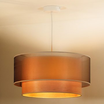 Duolla - Luster na sajli WOOD BOHO 1xE27/15W/230V prečnik 45 cm bakrena/bež