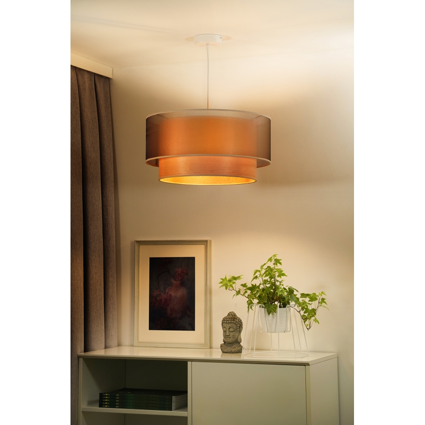 Duolla - Luster na sajli WOOD BOHO 1xE27/15W/230V prečnik 45 cm bakrena/bež