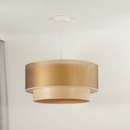 Duolla - Luster na sajli WOOD BOHO 1xE27/15W/230V prečnik 45 cm bakrena/bež