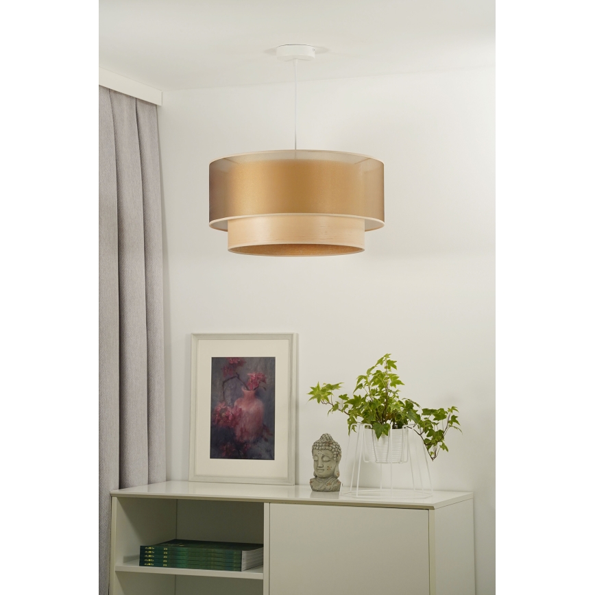 Duolla - Luster na sajli WOOD BOHO 1xE27/15W/230V prečnik 45 cm bakrena/bež