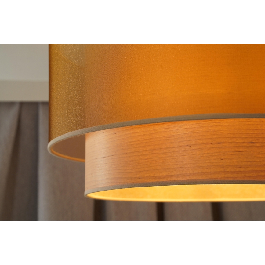 Duolla - Luster na sajli WOOD BOHO 1xE27/15W/230V prečnik 45 cm bakrena/bež