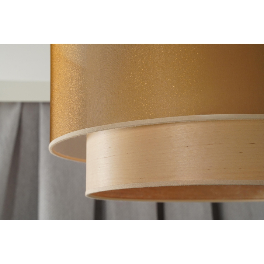 Duolla - Luster na sajli WOOD BOHO 1xE27/15W/230V prečnik 45 cm bakrena/bež
