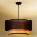 Duolla - Luster na sajli WOOD BOHO 1xE27/15W/230V prečnik 45 cm crna/bež