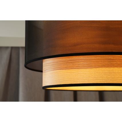 Duolla - Luster na sajli WOOD BOHO 1xE27/15W/230V prečnik 45 cm crna/bež