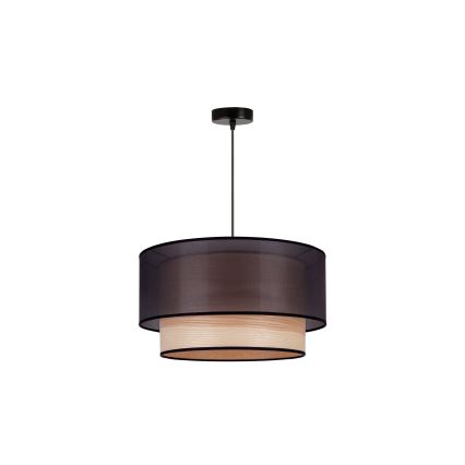 Duolla - Luster na sajli WOOD BOHO 1xE27/15W/230V prečnik 45 cm crna/bež