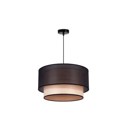Duolla - Luster na sajli WOOD BOHO 1xE27/15W/230V prečnik 45 cm crna/bež