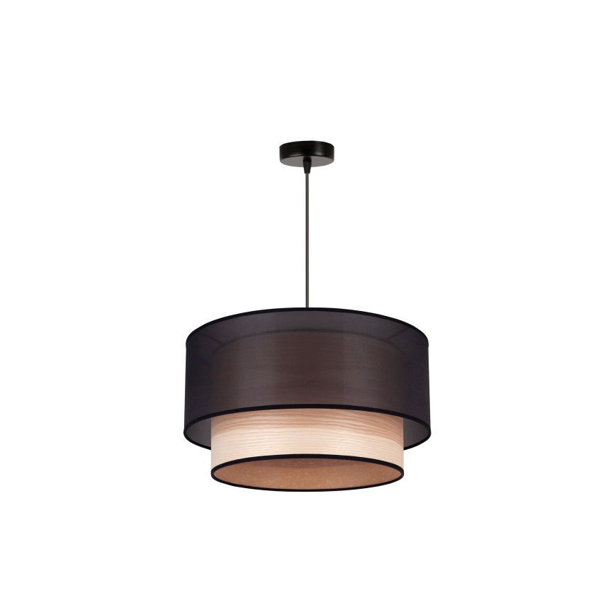 Duolla - Luster na sajli WOOD BOHO 1xE27/15W/230V prečnik 45 cm crna/bež