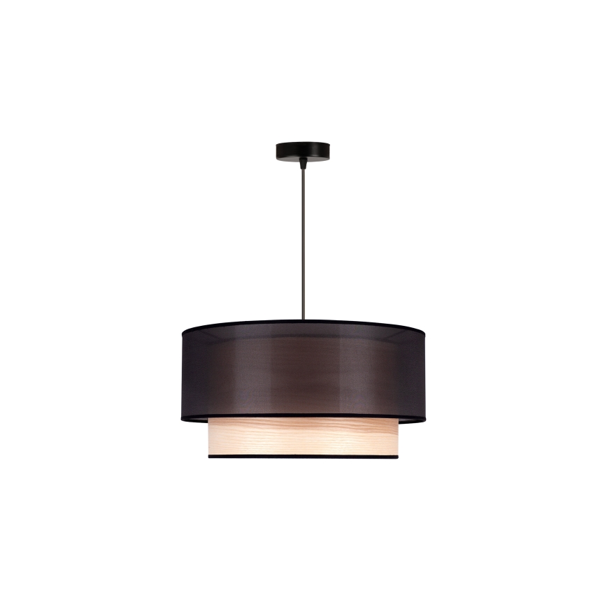 Duolla - Luster na sajli WOOD BOHO 1xE27/15W/230V prečnik 45 cm crna/bež