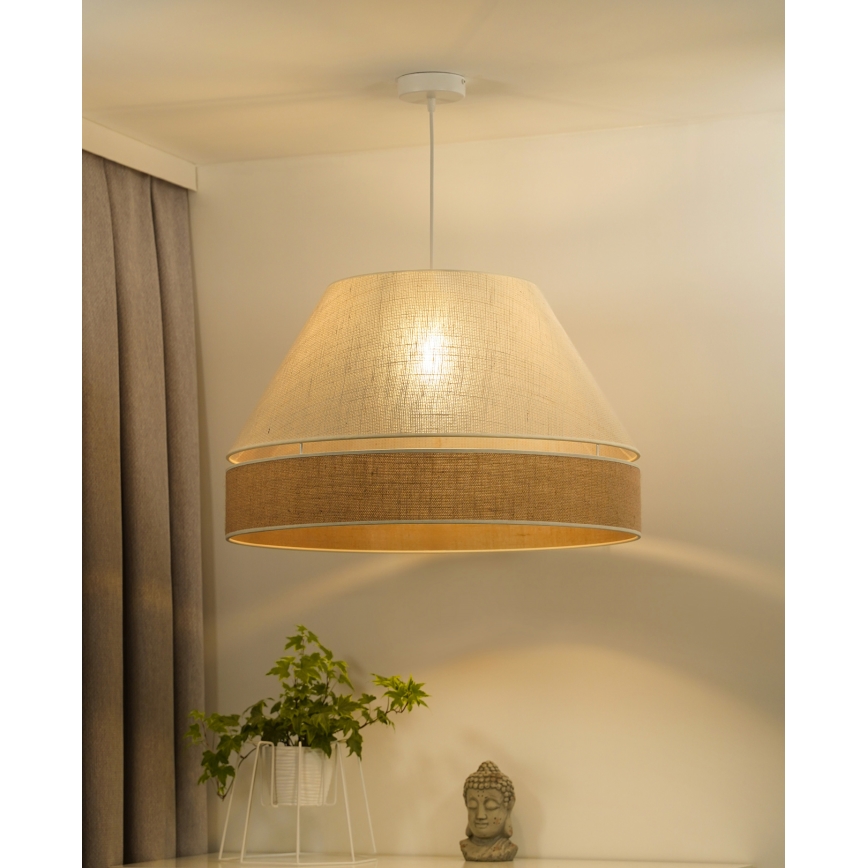 Duolla - Luster na sajli YUTE AVIGNON 1xE27/15W/230V prečnik 60 cm krem/bež