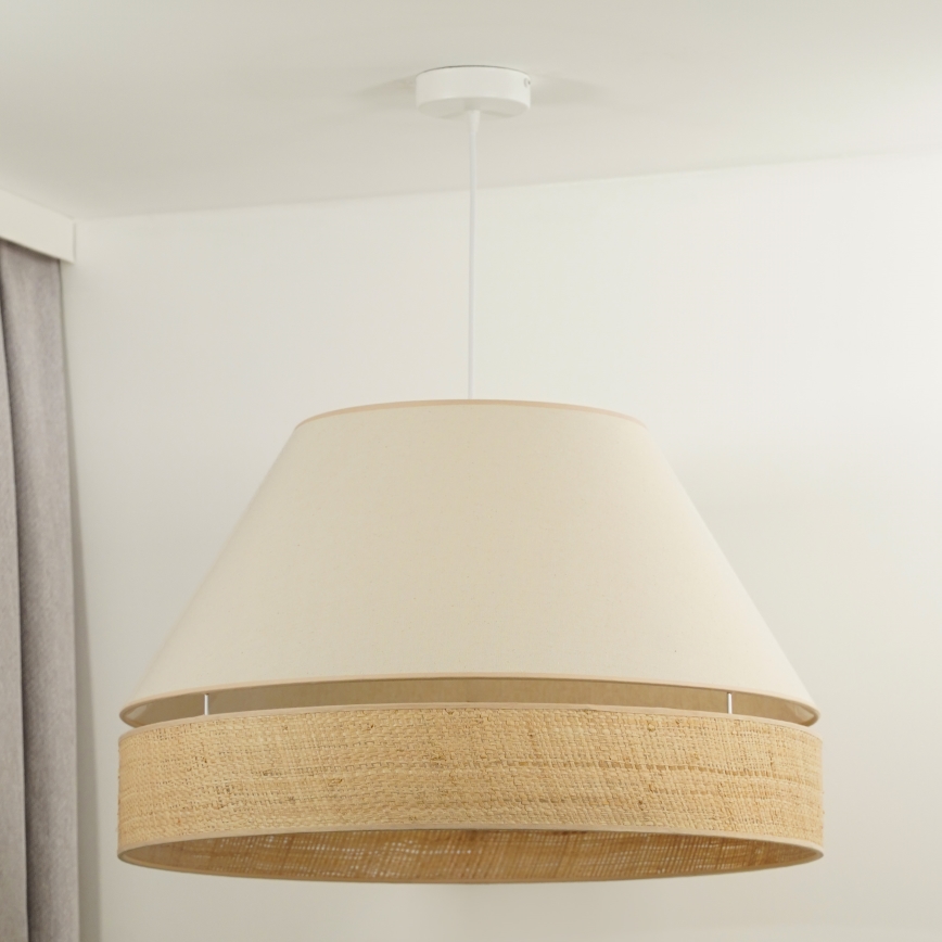 Duolla - Luster na sajli YUTE AVIGNON 1xE27/15W/230V prečnik 60 cm krem/bež