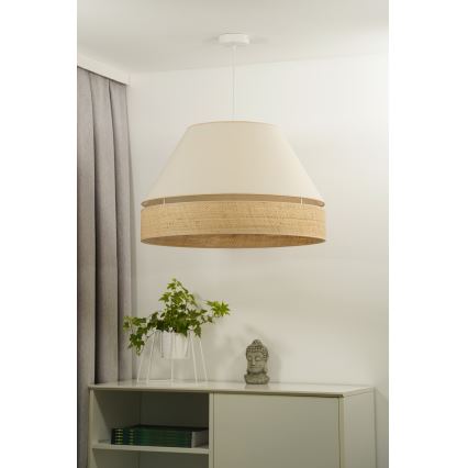 Duolla - Luster na sajli YUTE AVIGNON 1xE27/15W/230V prečnik 60 cm krem/bež
