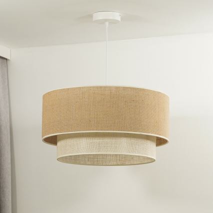 Duolla - Luster na sajli YUTE BOHO 3xE27/15W/230V, prečnik 60 cm, braon/krem
