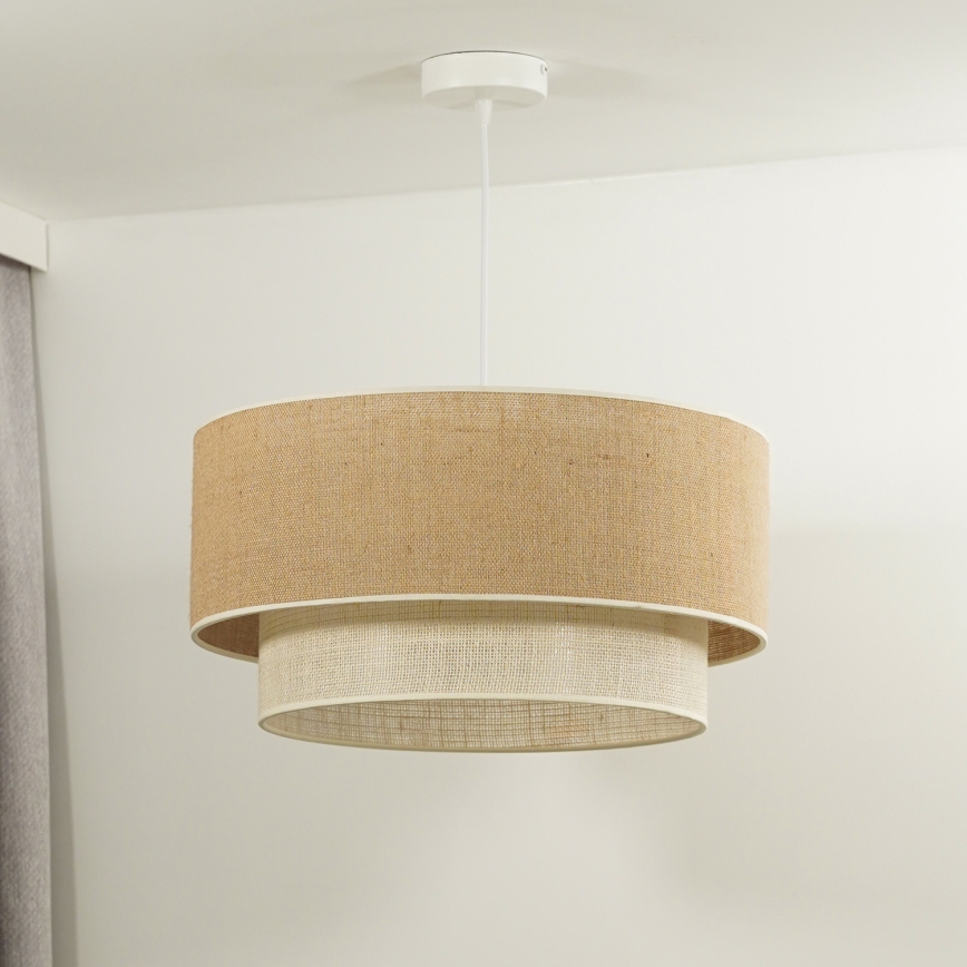 Duolla - Luster na sajli YUTE BOHO 3xE27/15W/230V, prečnik 60 cm, braon/krem