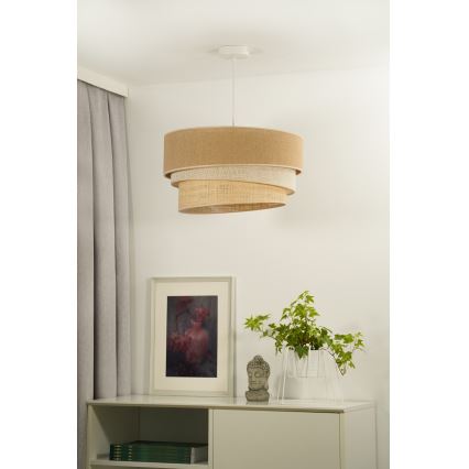 Duolla - Luster na sajli YUTE TRIO 1xE27/15W/230V prečnik 45 cm braon/siva/bež