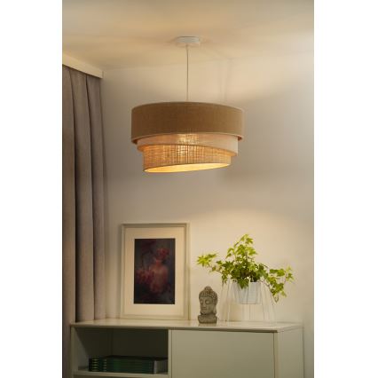 Duolla - Luster na sajli YUTE TRIO 3xE27/15W/230V, prečnik 60 cm, braon/siva/bež
