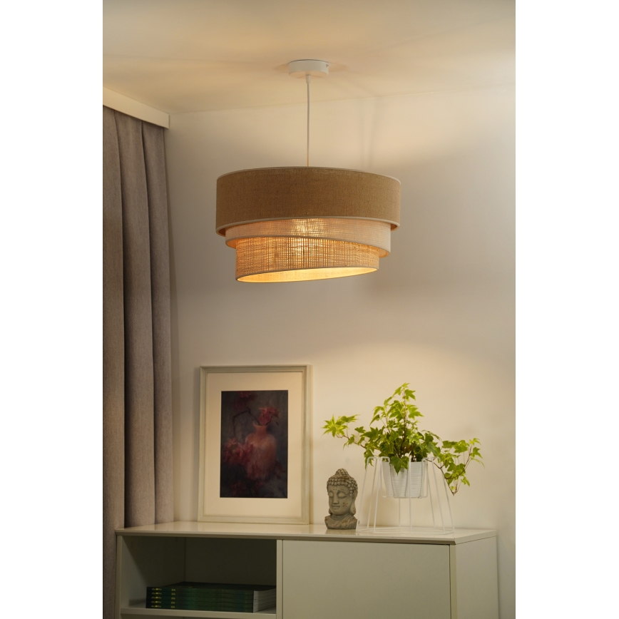 Duolla - Luster na sajli YUTE TRIO 3xE27/15W/230V, prečnik 60 cm, braon/siva/bež