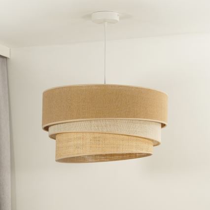 Duolla - Luster na sajli YUTE TRIO 3xE27/15W/230V, prečnik 60 cm, braon/siva/bež