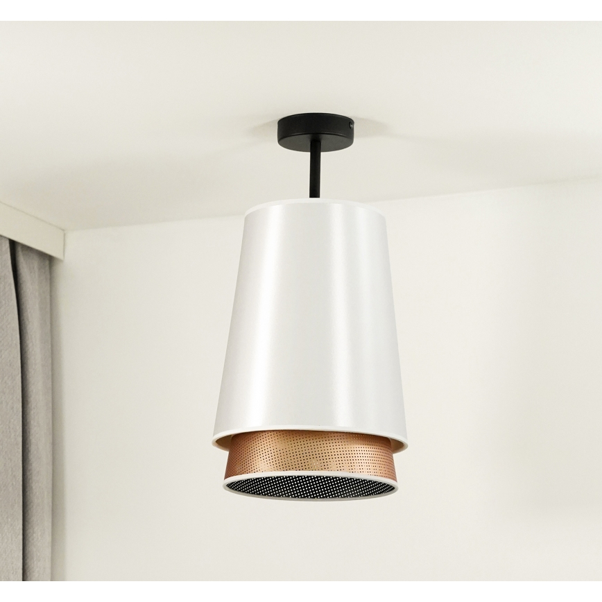 Duolla - plafonski luster BELL SHINY 1xE27/15W/230V prečnik 25 cm bela/bakarna