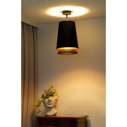 Duolla - Plafonski luster BELL SHINY 1xE27/15W/230V, prečnik 25 cm, crna/bakrena
