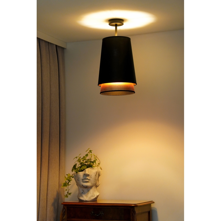 Duolla - Plafonski luster BELL SHINY 1xE27/15W/230V, prečnik 25 cm, crna/bakrena
