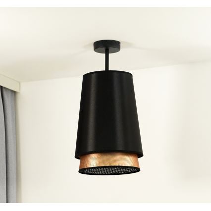 Duolla - Plafonski luster BELL SHINY 1xE27/15W/230V, prečnik 25 cm, crna/bakrena