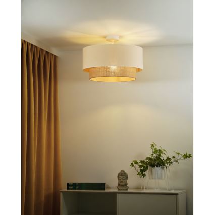 Duolla - Plafonski luster BOHO za površinsku montažu 1xE27/15W/230V prečnik 45 cm krem/braon