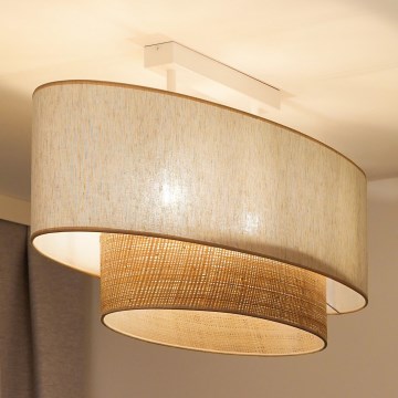 Duolla - Plafonski luster DOUBLE OVAL NATURE 2xE27/15W/230V krem/bež