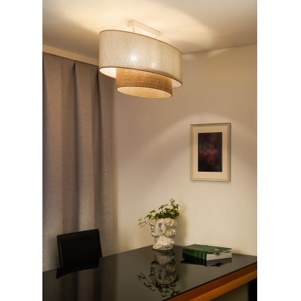 Duolla - Plafonski luster DOUBLE OVAL NATURE 2xE27/15W/230V krem/bež