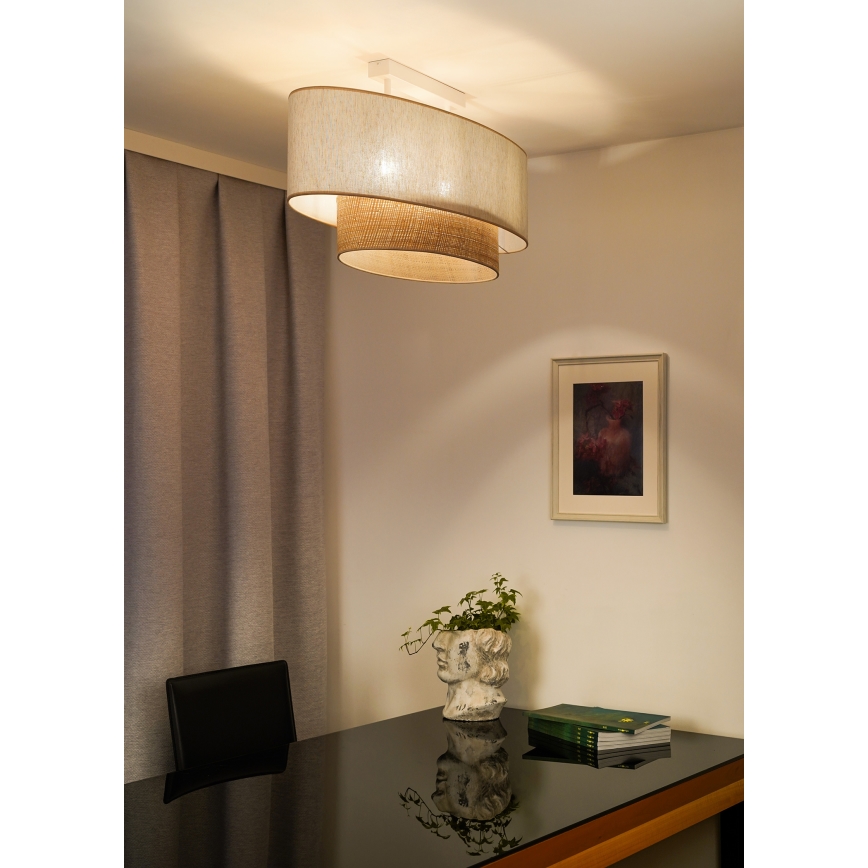 Duolla - Plafonski luster DOUBLE OVAL NATURE 2xE27/15W/230V krem/bež