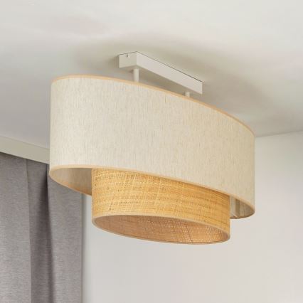Duolla - Plafonski luster DOUBLE OVAL NATURE 2xE27/15W/230V krem/bež