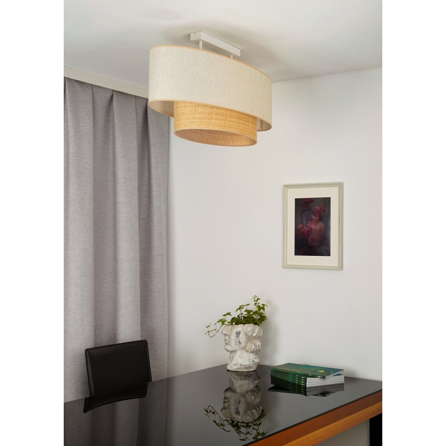 Duolla - Plafonski luster DOUBLE OVAL NATURE 2xE27/15W/230V krem/bež