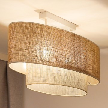Duolla - Plafonski luster DOUBLE OVAL YUTE 2xE27/15W/230V braon/krem