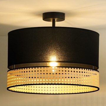 Duolla - Plafonski luster DOUBLE RATTAN 1xE27/15W/230V fi 40 cm crna/bež