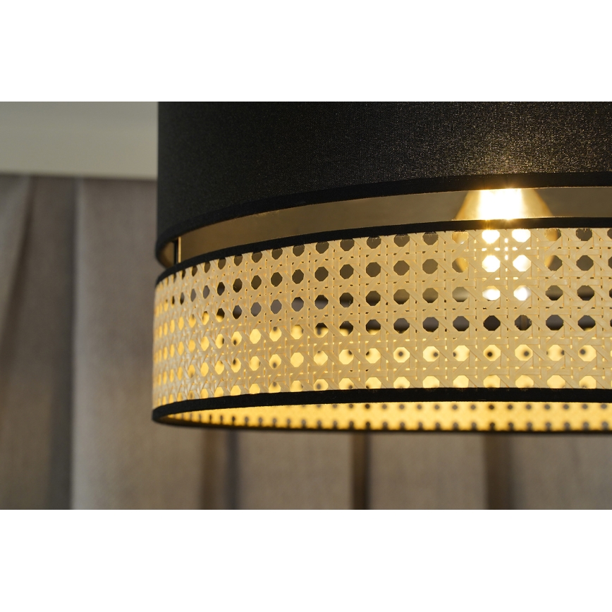 Duolla - Plafonski luster DOUBLE RATTAN 1xE27/15W/230V fi 40 cm crna/bež