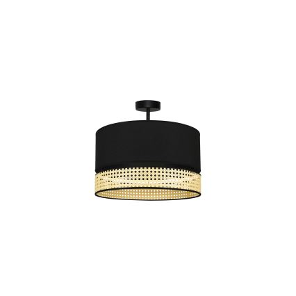 Duolla - Plafonski luster DOUBLE RATTAN 1xE27/15W/230V fi 40 cm crna/bež