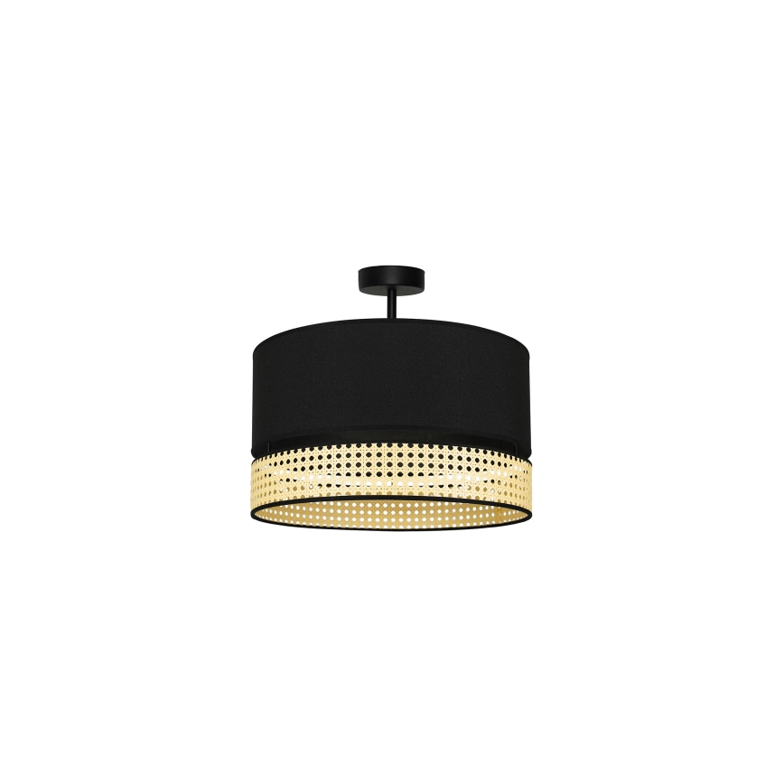 Duolla - Plafonski luster DOUBLE RATTAN 1xE27/15W/230V fi 40 cm crna/bež