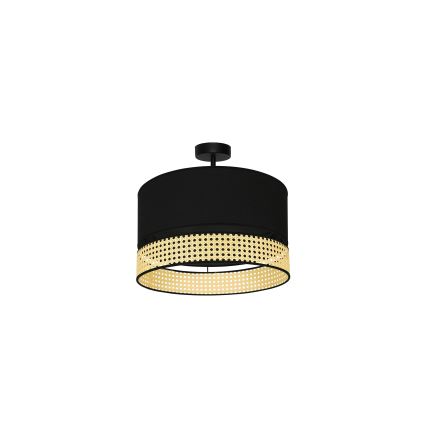 Duolla - Plafonski luster DOUBLE RATTAN 1xE27/15W/230V fi 40 cm crna/bež