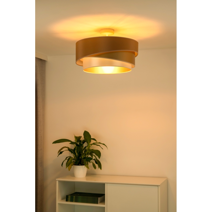 Duolla - Plafonski luster KOBO 1x E27/15W/230V, prečnik 45 cm, bakarna/zlatna/bela