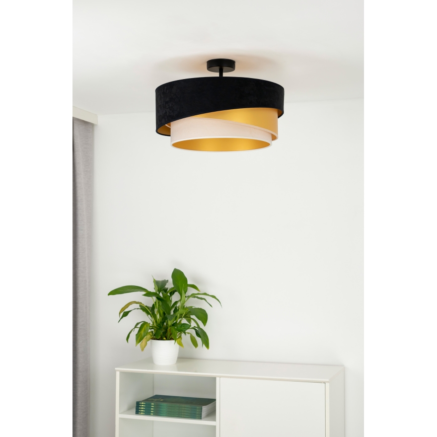 Duolla - Plafonski luster KOBO 1xE27/15W/230V prečnik 45 cm crna/zlatna/krem