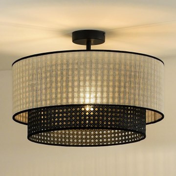 Duolla - Plafonski luster RATTAN YUTE 1xE27/15W/230V, prečnik 45 cm, krem/crna