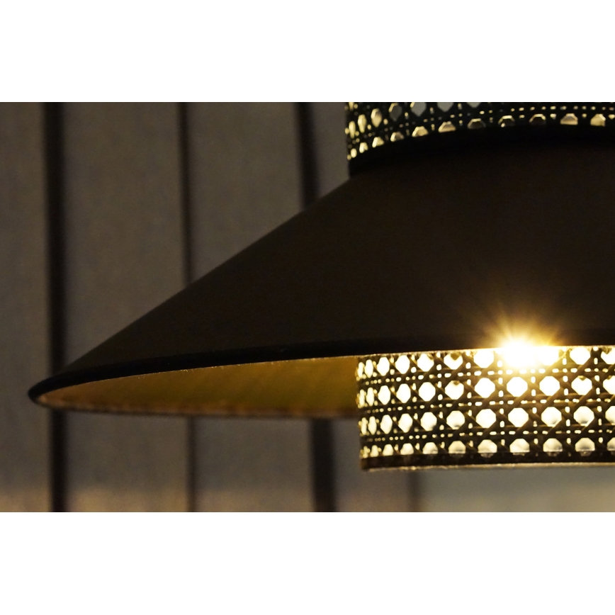 Duolla - Plafonski luster RIO RATTAN 1xE27/15W/230V prečnik 45 cm crna/zlatna