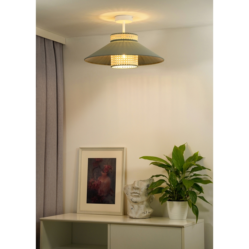 Duolla - Plafonski luster RIO RATTAN 1xE27/15W/230V prečnik 45 cm zelena/ratan