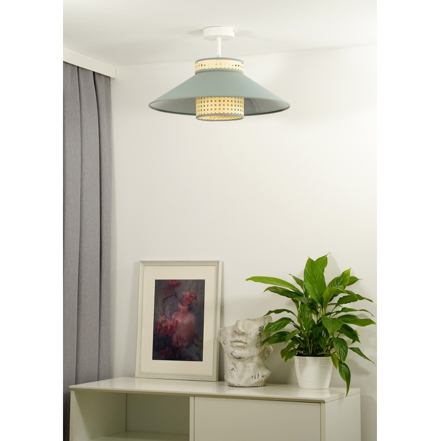 Duolla - Plafonski luster RIO RATTAN 1xE27/15W/230V prečnik 45 cm zelena/ratan