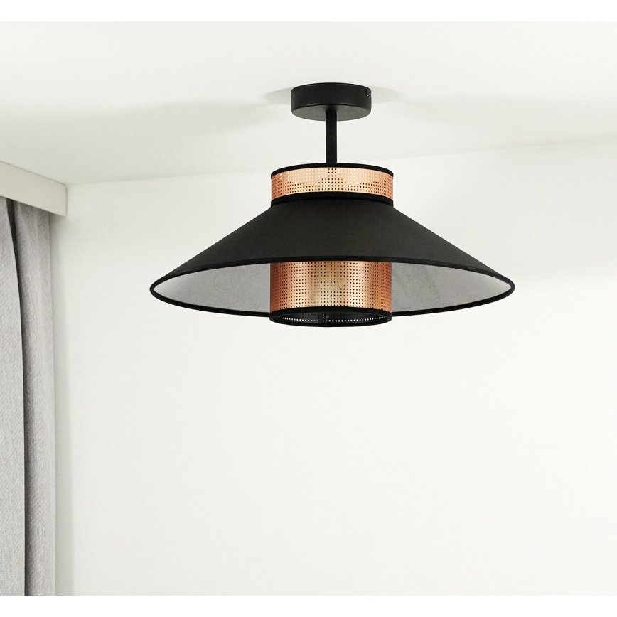 Duolla - Plafonski luster RIO SHINY 1xE27/15W/230V prečnik 45 cm crna/bakrena