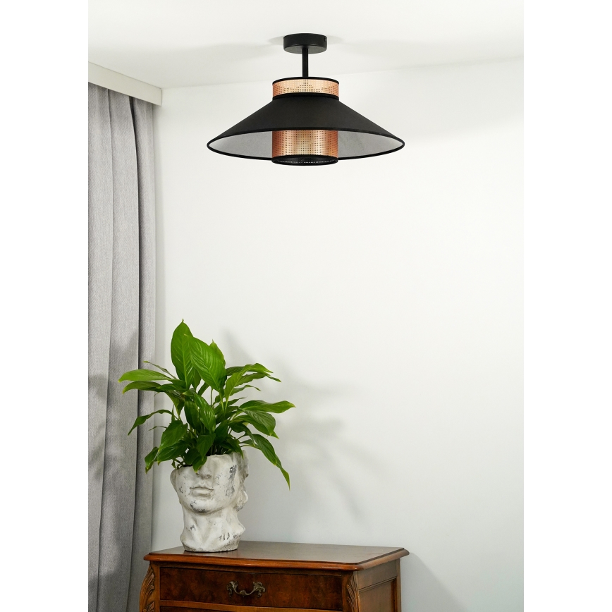 Duolla - Plafonski luster RIO SHINY 1xE27/15W/230V prečnik 45 cm crna/bakrena