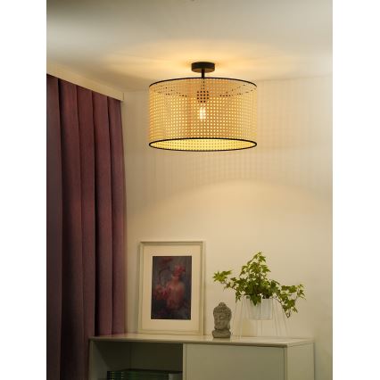 Duolla - Plafonski luster ROLLER RATTAN 1xE27/15W/230V prečnik 45 cm bež/crna