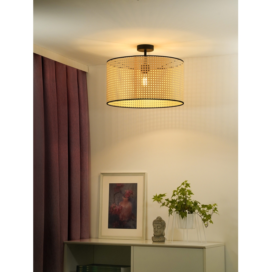 Duolla - Plafonski luster ROLLER RATTAN 1xE27/15W/230V prečnik 45 cm bež/crna